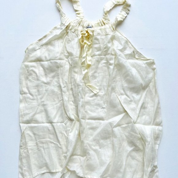 TRAMP Off White Stripe Glitter Semi Sheer  Bow Tank ( L ) - Picture 1 of 1
